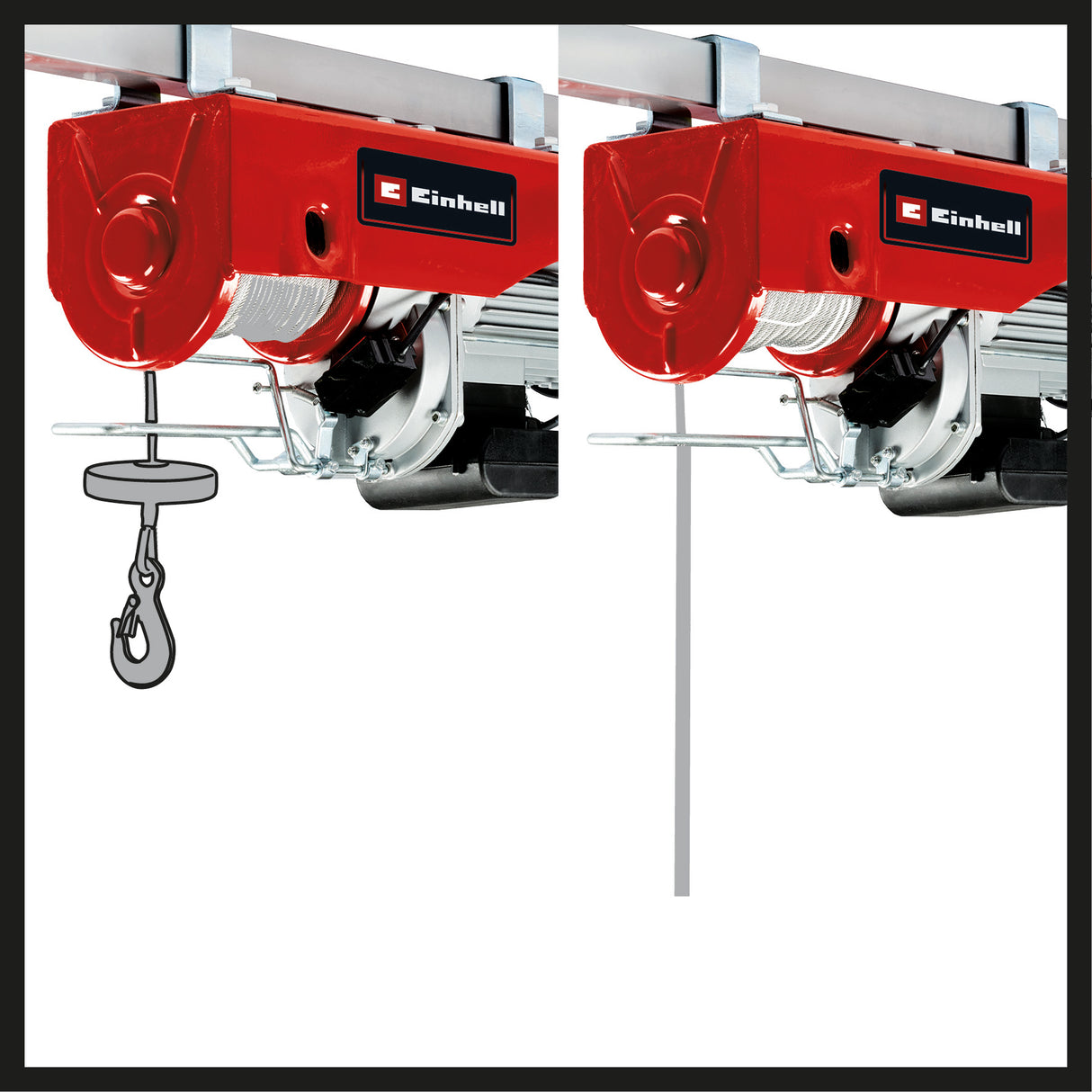 Troliu cu cablu Einhell TC-EH 1000 (1600 W, pentru ridicarea a pana la 500 kg la 18 m, pana la 999 kg la 9 m, functie de oprire, frana automata, decuplare automata a limitei, incl. rola de ghidare + blocare de siguranta, cablu de 18 m Ø 6 mm