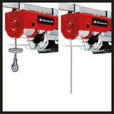 Troliu cu cablu Einhell TC-EH 1000 (1600 W, pentru ridicarea a pana la 500 kg la 18 m, pana la 999 kg la 9 m, functie de oprire, frana automata, decuplare automata a limitei, incl. rola de ghidare + blocare de siguranta, cablu de 18 m Ø 6 mm