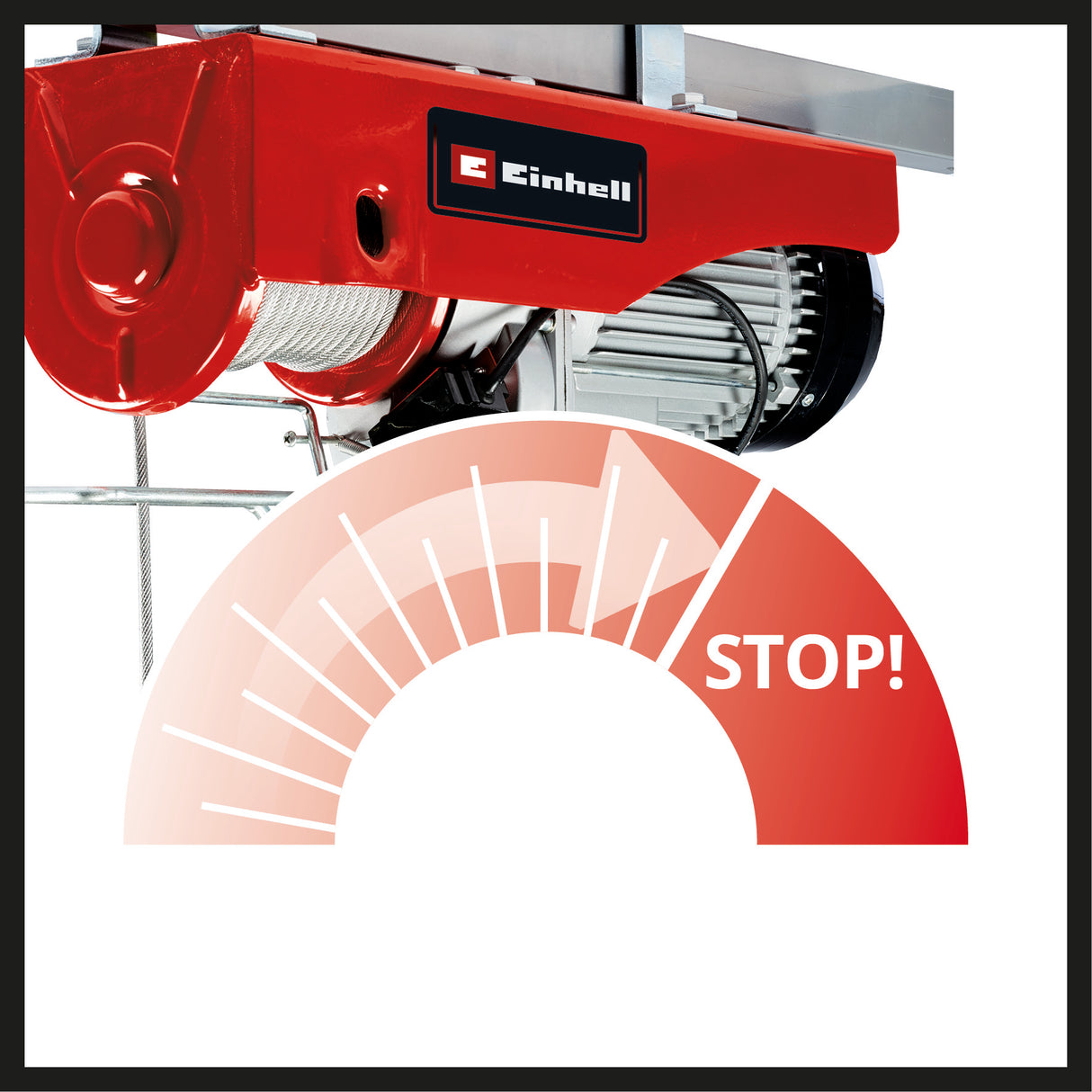 Troliu cu cablu Einhell TC-EH 1000 (1600 W, pentru ridicarea a pana la 500 kg la 18 m, pana la 999 kg la 9 m, functie de oprire, frana automata, decuplare automata a limitei, incl. rola de ghidare + blocare de siguranta, cablu de 18 m Ø 6 mm