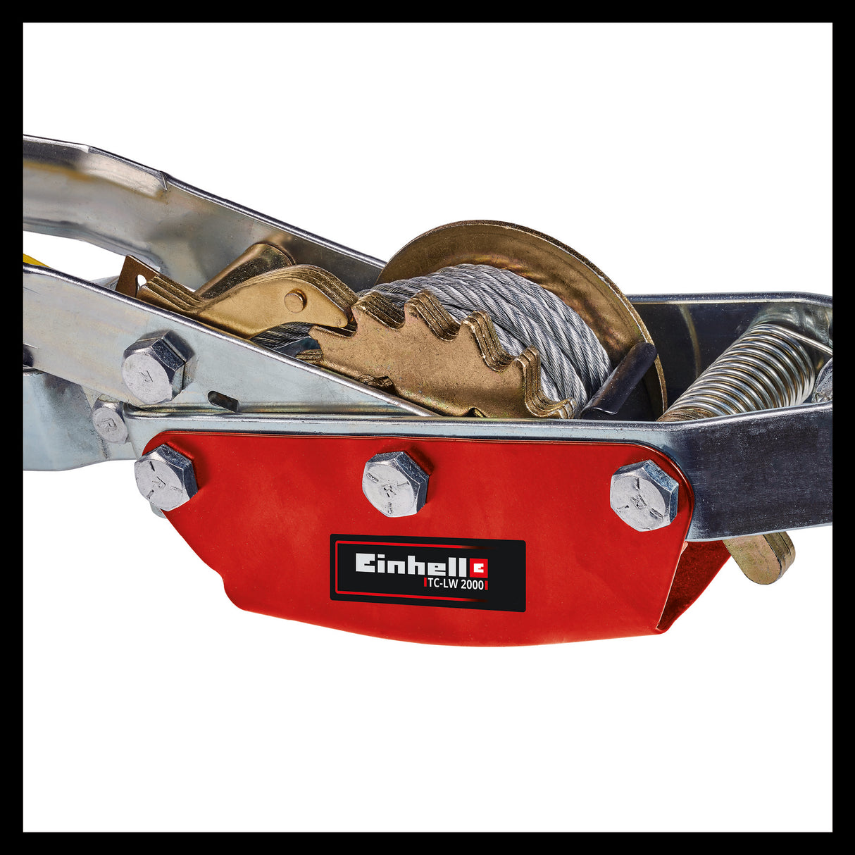 Einhell TC-LW 2000 kézikaros csörlő, 3,3 méteres csavarodásmentes kábellel, maximális teherbírás vezetőgörgővel 2000 kg, beleértve a vezetőgörgőt teherhoroggal és rögzítőretesszel