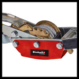 Einhell TC-LW 2000 kézikaros csörlő, 3,3 méteres csavarodásmentes kábellel, maximális teherbírás vezetőgörgővel 2000 kg, beleértve a vezetőgörgőt teherhoroggal és rögzítőretesszel