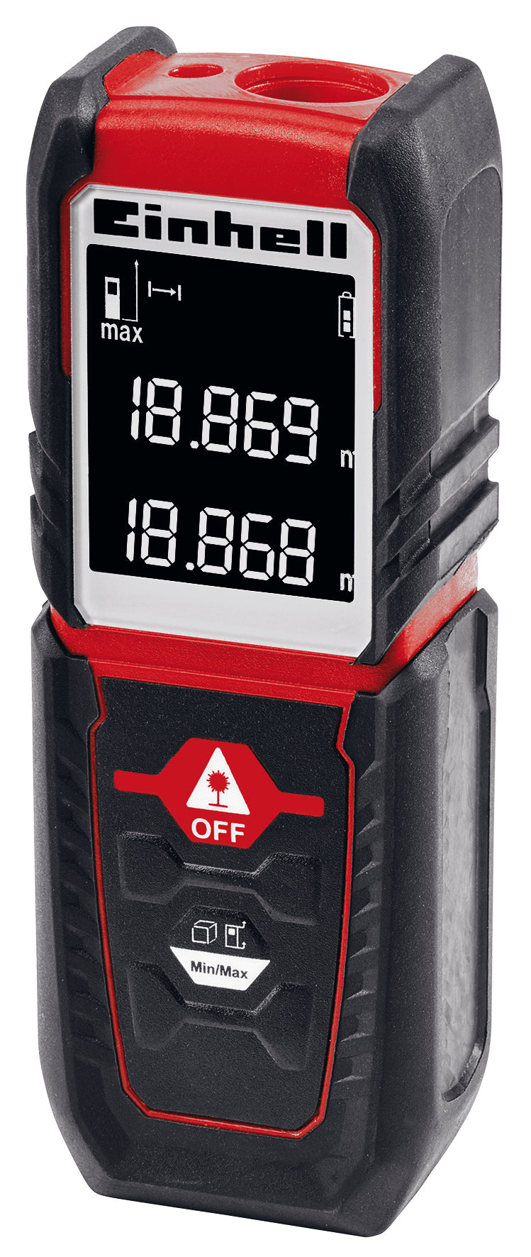 Telemetru laser Einhell TC-LD 25, pana la 25 m, niveluri de referinta pentru marginile fata/spate, masurare continua, oprire automata, functie de siguranta