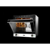 Cuptor convectie Hendi H90, 4 tavi 438x315 mm incluse, 2 elemente incalzire, 2 ventilatoare, termostat reglabil 50-300 gr C, timer 0-120 min, 2670 W,595x624x(H)572mm