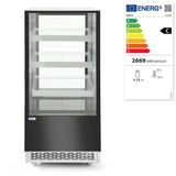 Vitrina frigorifica de prezentare interval temp. 2/6?C, 480 W corp inox, ARKTIC by Hendi, 650x805x(H)1445 mm, 300 Litri, Clasa energetica C