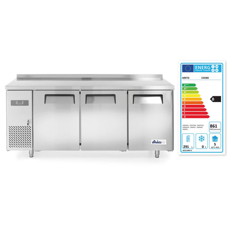 Frigider profesional ARKTIC by Hendi Kitchen Line cu 3 usi, 291 l, 1800x600x(H)800 mm otel inoxidabil  0/8°C ,270 W/230V,  3 rafturi, 2x 430x428 mm, 1x 490x428 mm incluse