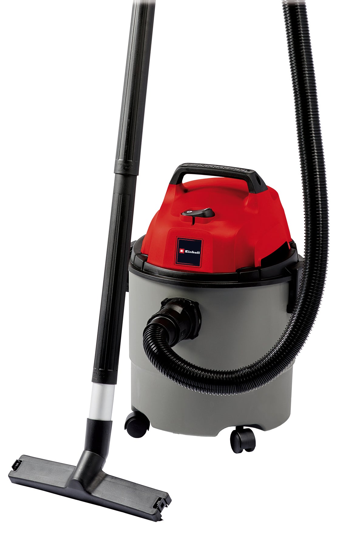 Einhell TC-VC 1815 száraz/nedves porszívó 1250 W, 180 mbar, robusztus 15 literes műanyag tartály, lefújó csatlakozó, 4 kerék, tartozéktartó, szívótömlővel, fúvókákkal és szűrőkkel együtt