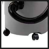 Einhell TC-VC 1815 száraz/nedves porszívó 1250 W, 180 mbar, robusztus 15 literes műanyag tartály, lefújó csatlakozó, 4 kerék, tartozéktartó, szívótömlővel, fúvókákkal és szűrőkkel együtt