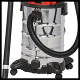 Einhell TC-VC 1930 S száraz/nedves porszívó (1500 W, 30 literes rozsdamentes acél tartály, lefújó csatlakozó, műanyag szívótömlővel, padló-/kiságytisztító fejjel, szűrőkkel)