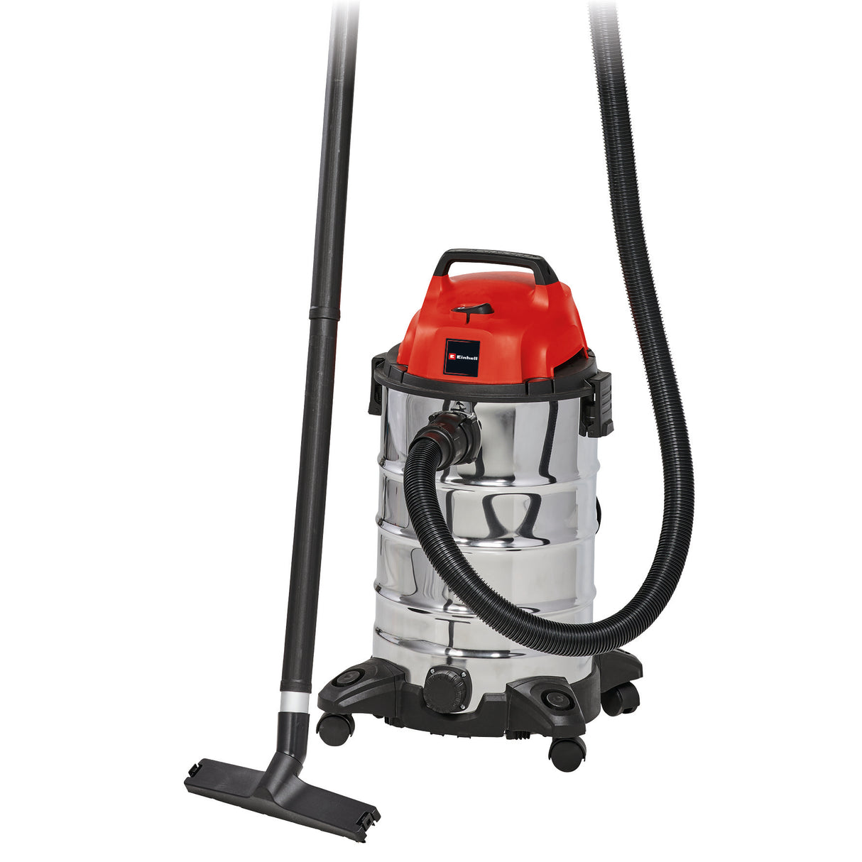 Einhell TC-VC 1930 S száraz/nedves porszívó (1500 W, 30 literes rozsdamentes acél tartály, lefújó csatlakozó, műanyag szívótömlővel, padló-/kiságytisztító fejjel, szűrőkkel)