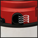 Einhell TC-VC 1812 S száraz/nedves porszívó (1250 lóerő, 36 mm-es tömlőrendszer, 12 literes rozsdamentes acél tartály, habszűrő, meghosszabbított fúvókák)