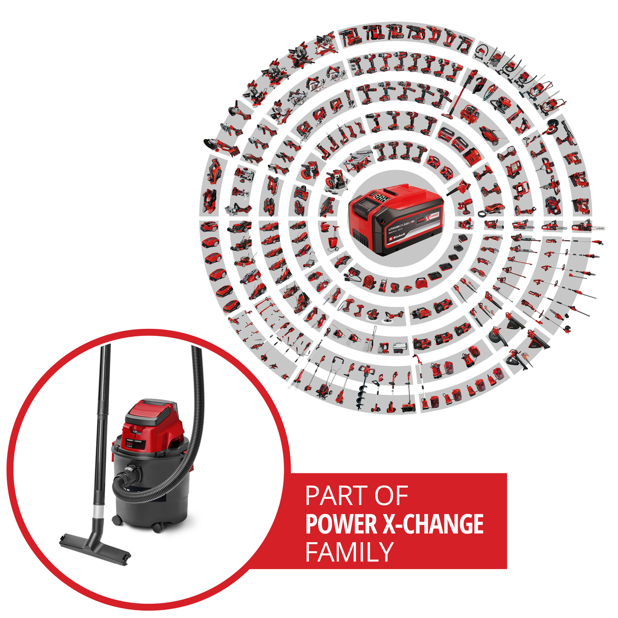 Aspirator umed/uscat pe acumulator Einhell TC-VC 18/15 Li-Solo Power X-Change (18 V, recipient 15 l, 4 role, suport pentru accesorii, incl. diverse filtre, fara acumulator