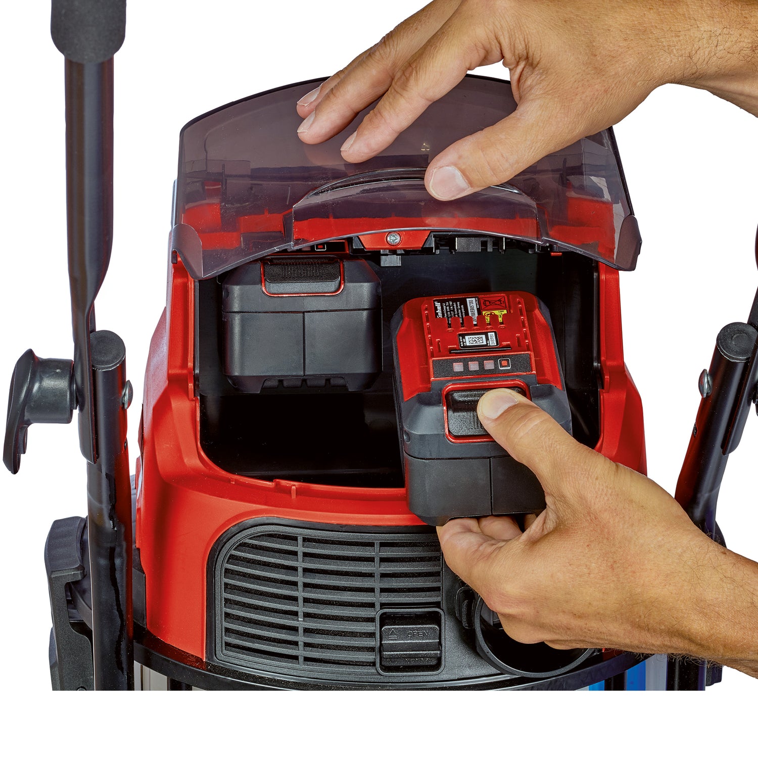 Aspirator umed/uscat pe acumulator Einhell TE-VC 36/25 Li S-Solo Power X-Change (36 V, recipient din otel inoxidabil de 25 L, capacitate de aspirare de 150 mbar, incl. selectie de filtre si duze, fara acumulator