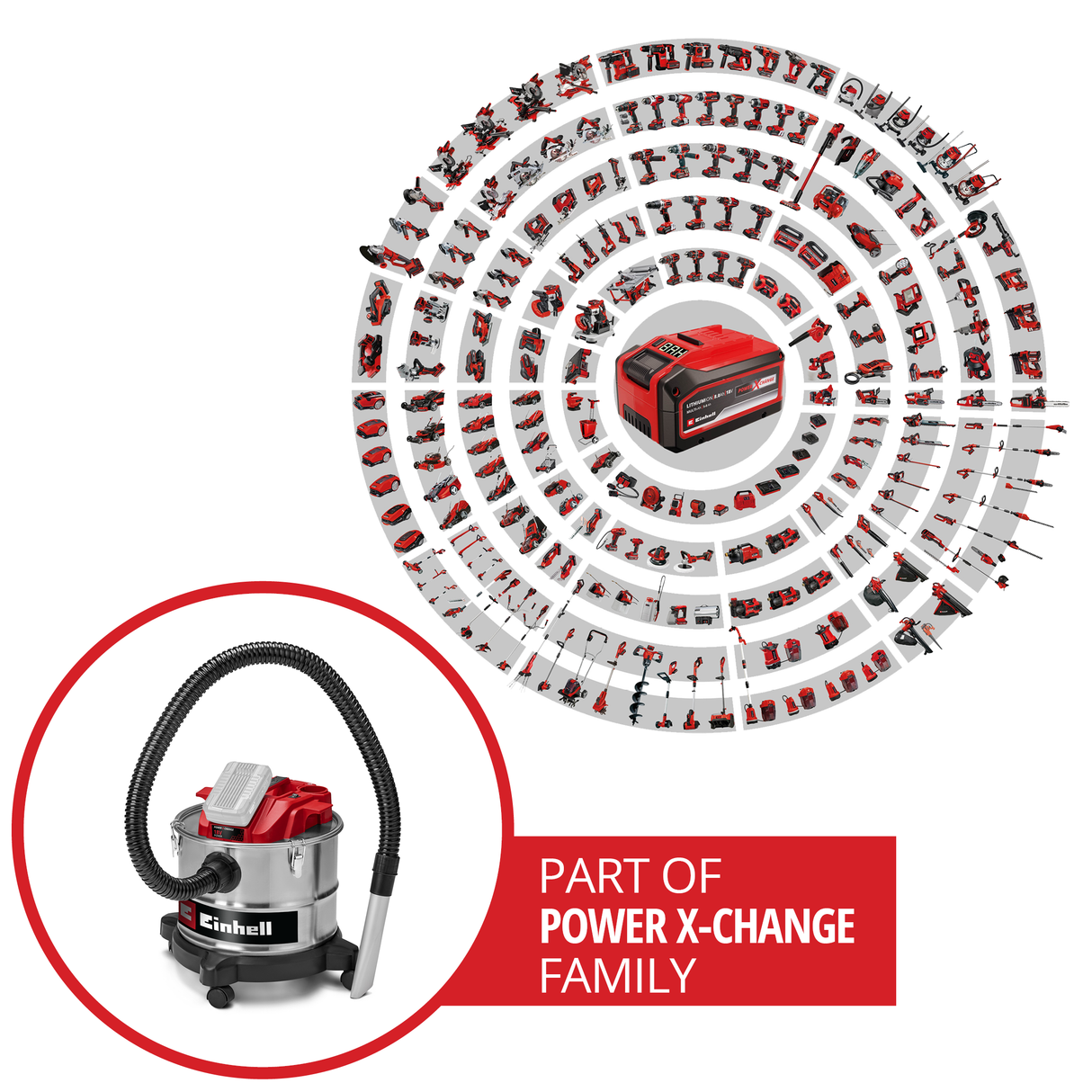Aspirator de cenusa pe acumulator Einhell TE-AV 18/15 Li C-Solo Power X-Change , 18 V, capacitate de aspirare 100 mbar, recipient colector 15 L, sistem de curatare a filtrului, racord de suflare, fara acumulator