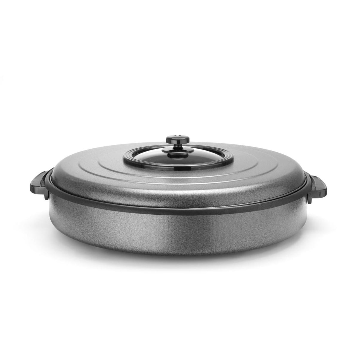 Tigaie electrica cu capac Hendi, aluminiu cu strat anti-aderent, vas interior 55x inaltime 6 cm, exterior 62x inaltime 19 cm, 230 V, 1600 W