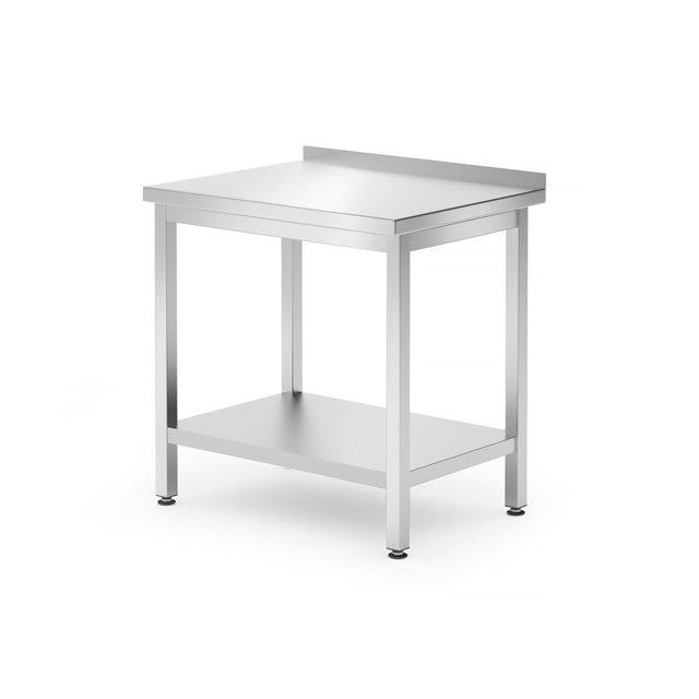 Masă de perete cu raft – fixată cu șuruburi, adâncime 600 mm, HENDI, Kitchen Line, 800x600x(H)850 mm