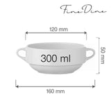 Bol supa cu manere laterale  Bianco 300 ml, Fine Dine