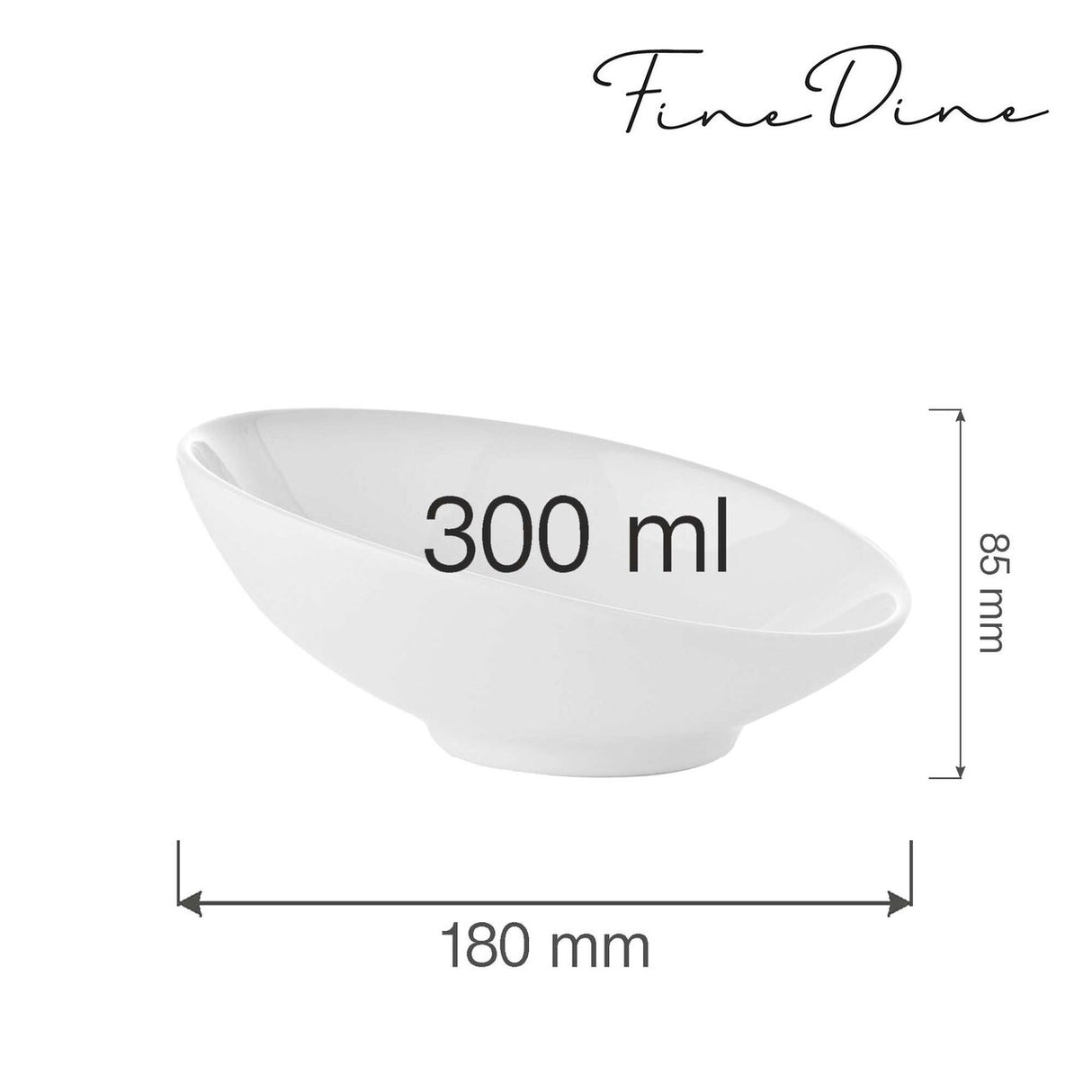 Bol inclinat Bianco, 300ml, Fine Dine