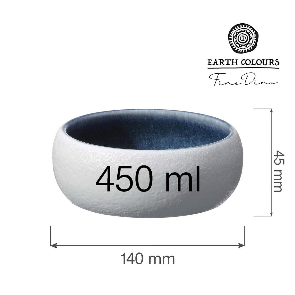 Bol Goro White Blue 140mm, 450 ml Fine Dine