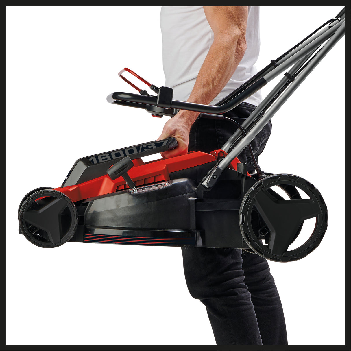Masina de tuns iarba/gazon electrica Einhell GC-EM 1600/37 (1600W, latime de taiere de 37 cm, pana la 700 m², cos de colectare de 38 l, reglare centrala a inaltimii de taiere cu inaltime de taiere de 20-60 mm