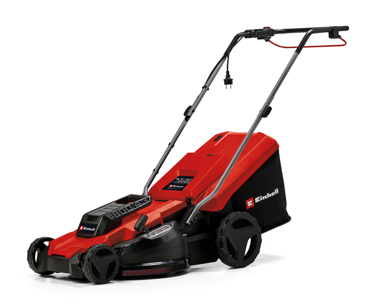 Masina de tuns iarba/gazon electrica Einhell GC-EM 1800/43 (1800W, latime de taiere de 43 cm, pana la 800 m², cos de colectare de 50 l, reglare centrala a inaltimii de taiere cu inaltime de taiere de 20–65 mm
