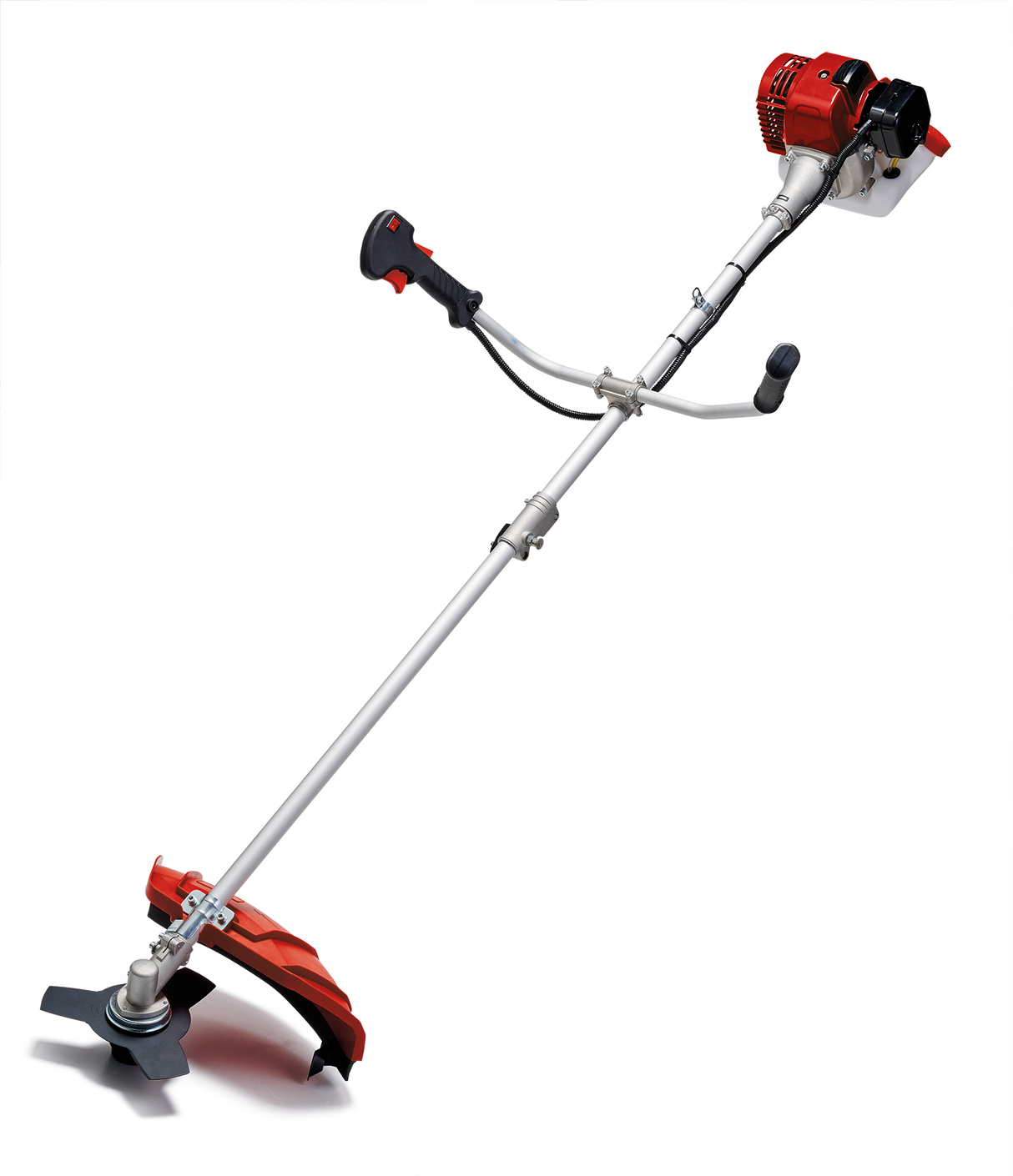 Motocoasa pe benzina Einhell GC-BC 25/1 I AS (0,6 kW, motor in 2 timpi cu vibratii reduse, maner de bicicleta, ax divizat, lama cu 3 dinti + bobina cu fir dublu, sistem de pornire rapida