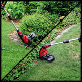Set de tuns iarba electrica Einhell GC-ET 4530 (cap motor cu 4 setari de inclinare si rotatie la 180°, maner telescopic extensibil continuu din aluminiu, protectie pentru flori
