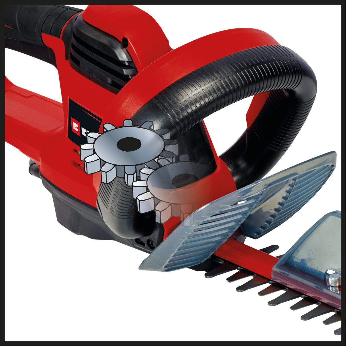 Masina de tuns gard viu electrica Einhell GC-EH 6055/1, 600 W, 2.800 taieri/min., colector de iarba taiata, dispozitiv de descarcare a tensionarii cablului, maner auxiliar, prindere moale, intrerupator de siguranta cu doua maini