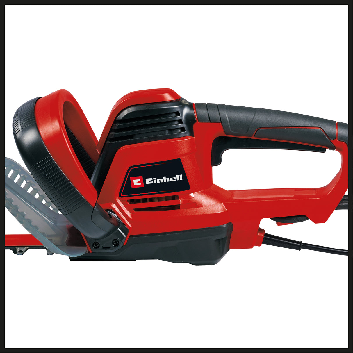 Masina de tuns gard viu electrica Einhell GC-EH 6055/1, 600 W, 2.800 taieri/min., colector de iarba taiata, dispozitiv de descarcare a tensionarii cablului, maner auxiliar, prindere moale, intrerupator de siguranta cu doua maini