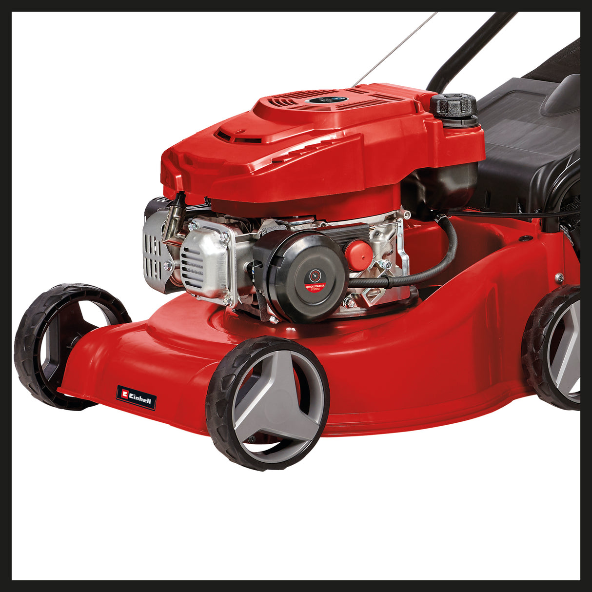 Masina de tuns iarba pe benzina Einhell GC-PM 40/2 (2 kW, 1 cilindru, motor in 4 timpi, cilindree 132 cm³, sac de colectare de 45 L cu indicator de nivel, latime de taiere 40 cm, recomandata pana la 800 m²