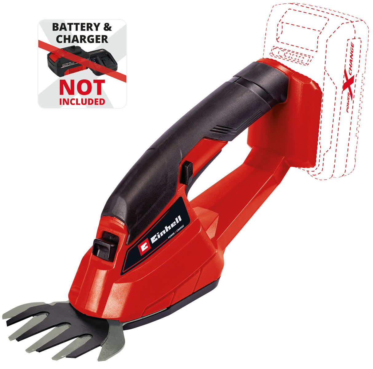 Foarfeca de iarba pe acumulator Einhell GC-CG 18/1 Li-Solo Power X-Change, Li-Ion, 18V, latime de taiere a lamei de 100 mm, maner moale, angrenaj metalic, fara baterie si incarcator