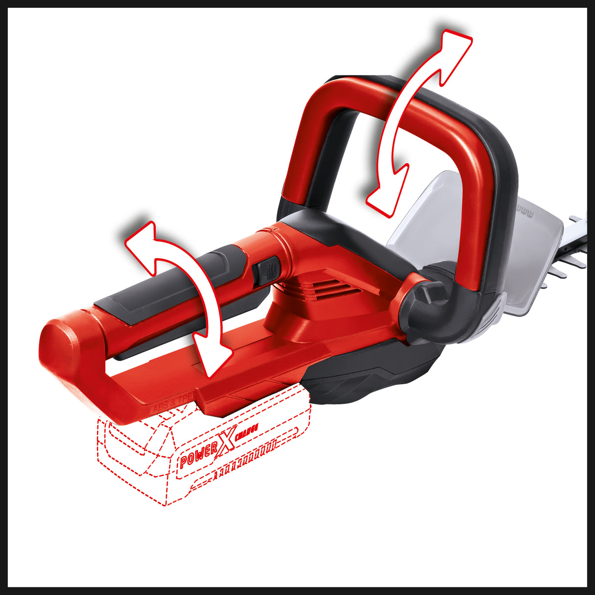 Masina de tuns gard viu pe acumulator Einhell GC-CH 1855/1 Li-Solo Power X-Change (18 V, lungime de taiere 55 cm, distanta intre dinti 18 mm, incl. colector de taiere, fara acumulator