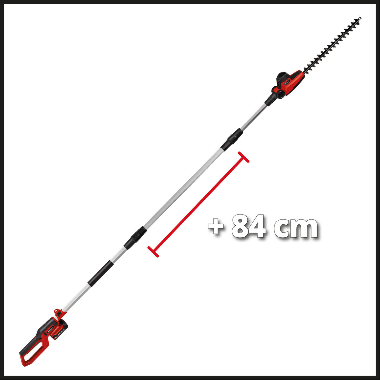 Masina de tuns gard viu telescopica pe acumulator Einhell GC-HH 18/45 Li T-Solo Power X-Change, litiu-ion, maner principal rotativ, angrenaje metalice, cap motor inclinabil in 7 directii, fara baterie si incarcator