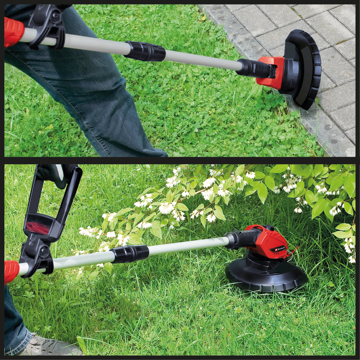 Trimmer de tuns iarba/gazon pe acumulator Einhell Power X-Change GE-CT 18 Li Solo (Li-Ion, 18V, 8500 rpm, cap motor rotativ si inclinabil, Flowerguard, fara acumulator si incarcator