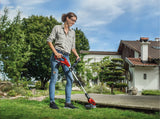 Trimmer de tuns iarba/gazon pe acumulator Einhell GE-CT 18 Li (1x 2,5 Ah Power X-Change (18 V, cap motor rotativ + inclinabil, Flowerguard, incl. 20 de lame din plastic, incl. acumulator de 2,5 Ah + incarcator