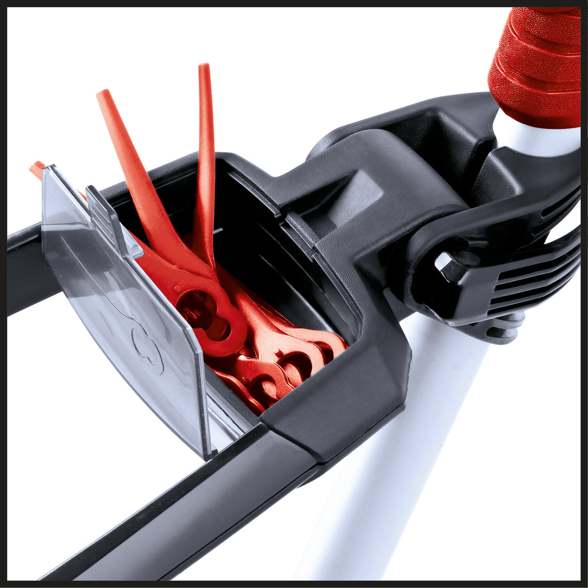 Trimmer de tuns iarba/gazon pe acumulator Einhell GE-CT 18 Li (1x 2,5 Ah Power X-Change (18 V, cap motor rotativ + inclinabil, Flowerguard, incl. 20 de lame din plastic, incl. acumulator de 2,5 Ah + incarcator
