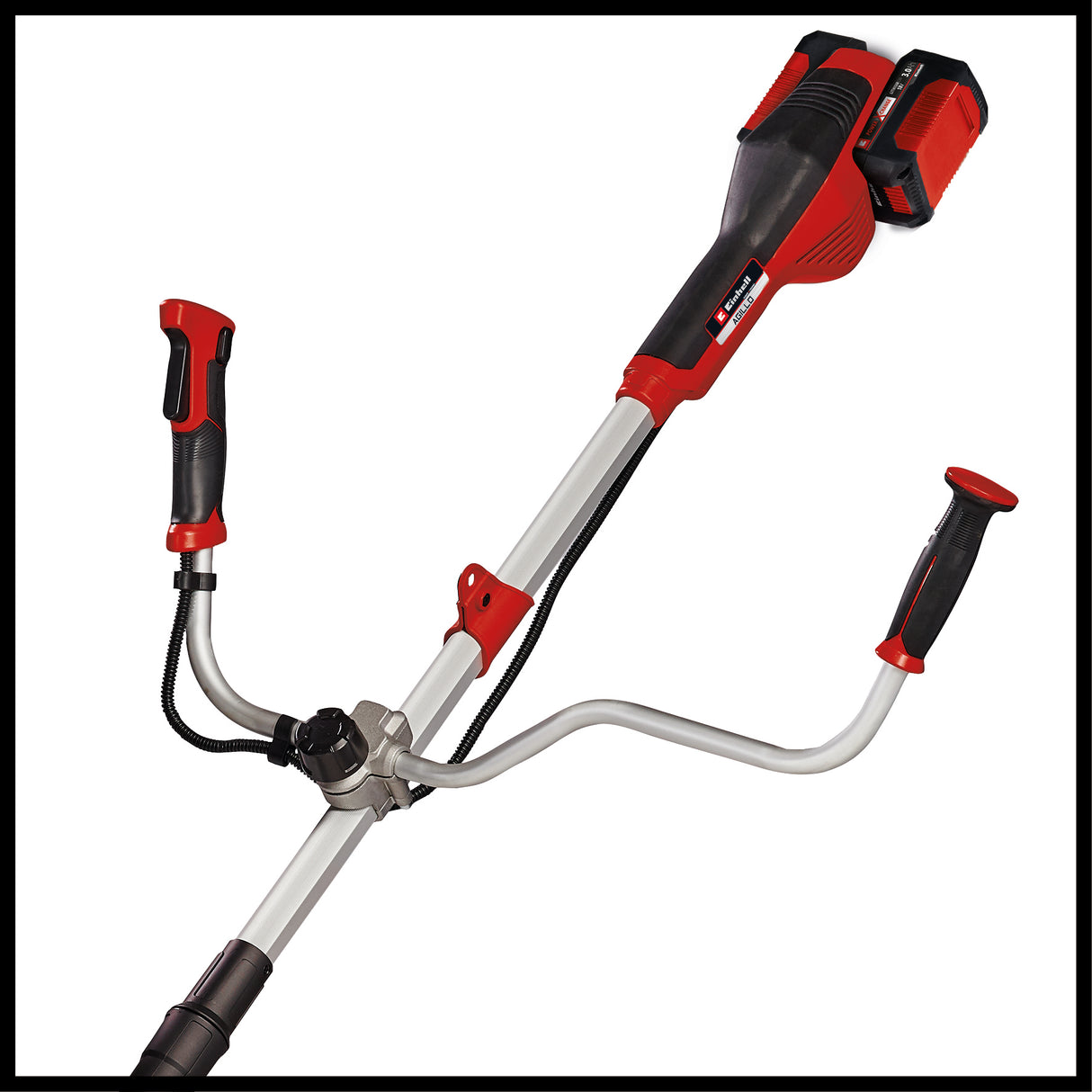 Trimmer de tuns gazon/iarba pe acumulator Einhell AGILLO 36/255 BL Kit Power X-Change (36 V, motor fara perii, filet cu alimentare automata, lama cu 3 dinti, maner de bicicleta, incl. 2x baterii de 3,0 Ah si incarcator