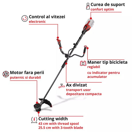 Motocoasa pe acumulator Einhell Professional GP-BC 36/430 Li-i BL - Solo Power X-Change, 36 V, motor fara perii, latime taiere 43 mm, fir dublu cu avans automat, disc cu 3 dinti, fara baterie - imagine 3