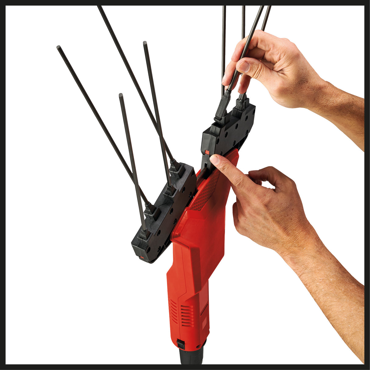 Masina de scuturat de masline/recoltat fructe pe acumulator Einhell GE-FS 18/53 Li-Solo Power X-Change (18 V, latime de lucru 53 cm, lungime totala 310 cm, telescopic, cutite interschimbabile, fara acumulator