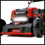 Masina de tuns iarba/gazon pe acumulator Einhell GP-CM 36/52 S Li BL Kit Power X-Change (36 V, latime de taiere 52 cm, pana la 1200 m², motor fara perii, colector de iarba de 65 L, tractiune integrala, incl. 4x baterii de 5,2 Ah + 2x incarcator dublu