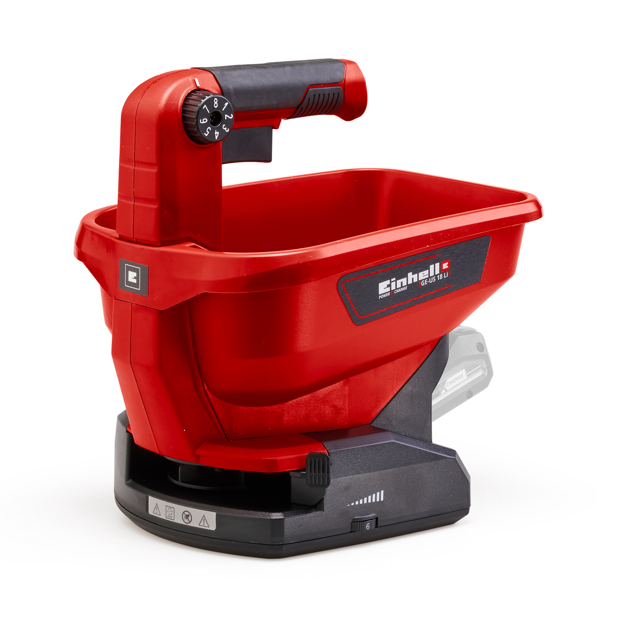 Distribuitor cereale/seminte Einhell GE-US 18 Li-Solo Power X-Change (litiu-ion, 3,3 l, control al vitezei in 6 trepte, 8 setari de volum de imprastiere, furnizat fara acumulator sau incarcator