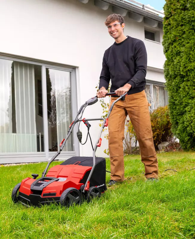 Scarificator electric cu aerator Einhell GE-SA 1640,1600 W, latime lucru 40 cm, 4 trepte adancime pana la 12 mm, maner reglabil pe inaltime, sac colector 48 L, inclusiv rola aerator - imagine 3