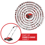 Scarificator pe acumulator Einhell GC-SC 18/28 Li-Solo Power X-Change (Li-ion, 18 V, motor electric fara perii, rola cu lame de 28 cm, reglare a adancimii de lucru in 3 trepte, fara acumulator sau incarcator