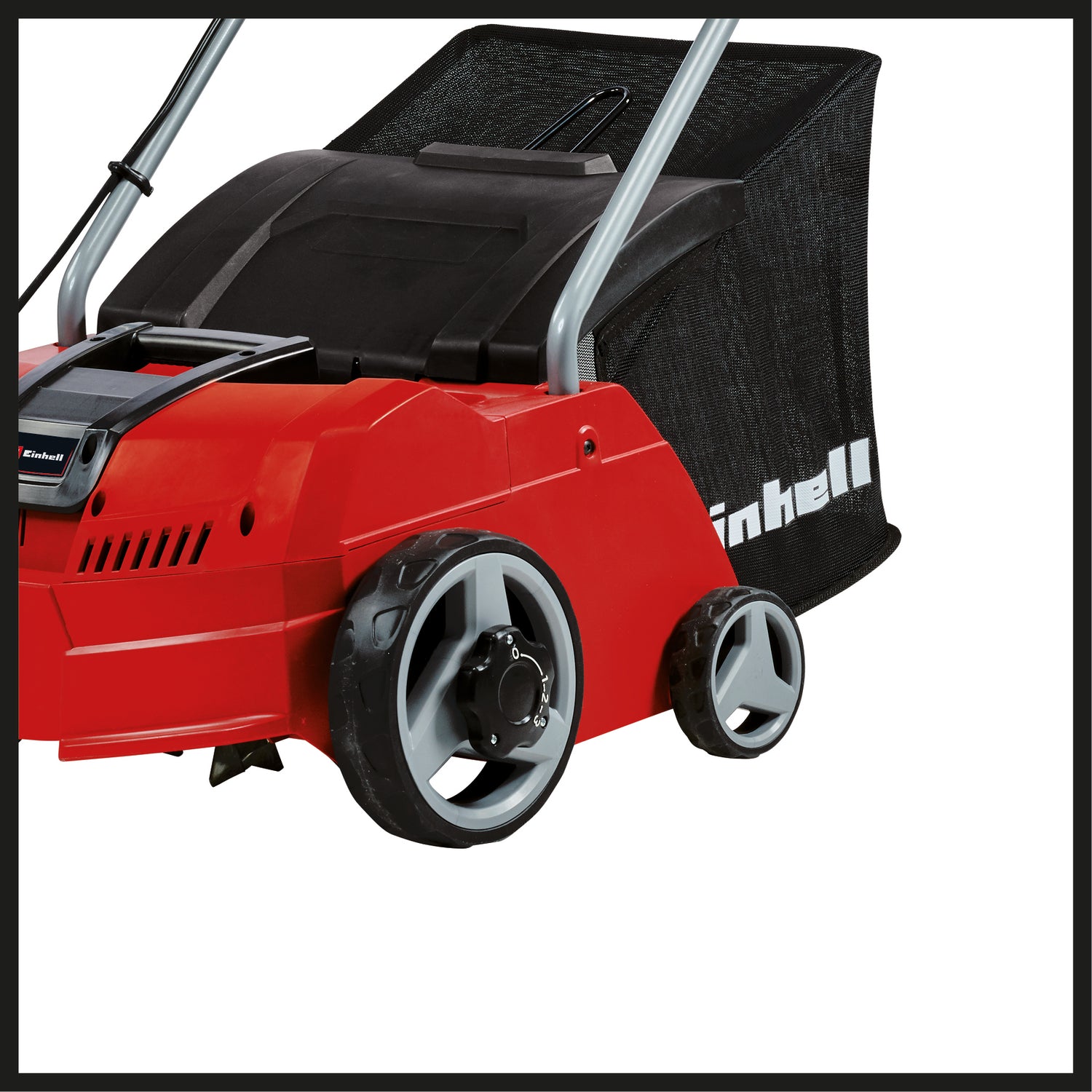 Einhell GC-SA 1231/1 elektromos talajlazító ventilátorral (230 V, akár 300 m², 1200 W, 28 l-es gyűjtőzsák, golyóscsapágyas henger + ventilátoros henger, 3 munkamélység, összecsukható vezetősín)