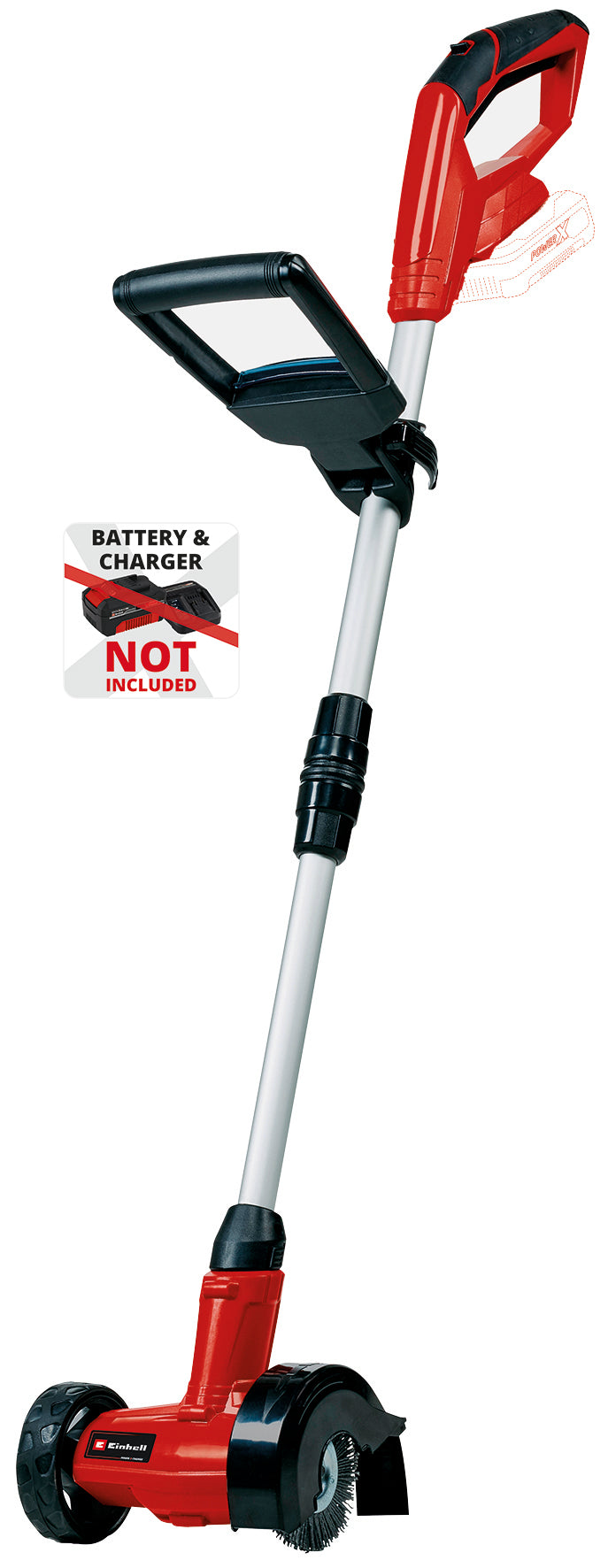 Aparat de curatat rosturi pavaj pe acumulator Einhell GC-CC 18 Li Solo Power X-Change (include maner telescopic lung reglabil, perii de schimb, furnizat fara acumulator si incarcator