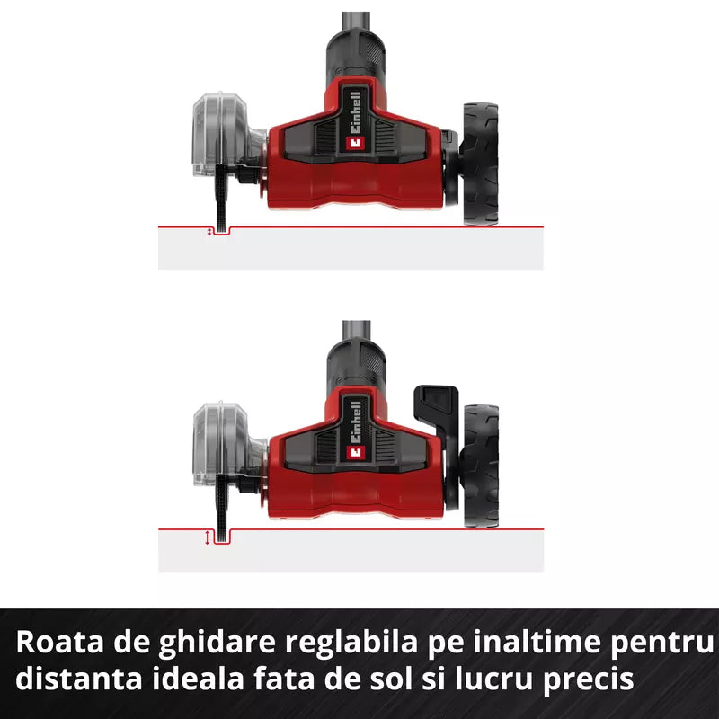 Masina de curatat rosturi pe acumulator Einhell GE-CC 18/110 Li E-Solo Power X-Change,18 V, bara telescopica, maner suplimentar, roata de ghidare reglabila, inclusiv 2 perii, fara baterie - imagine 8