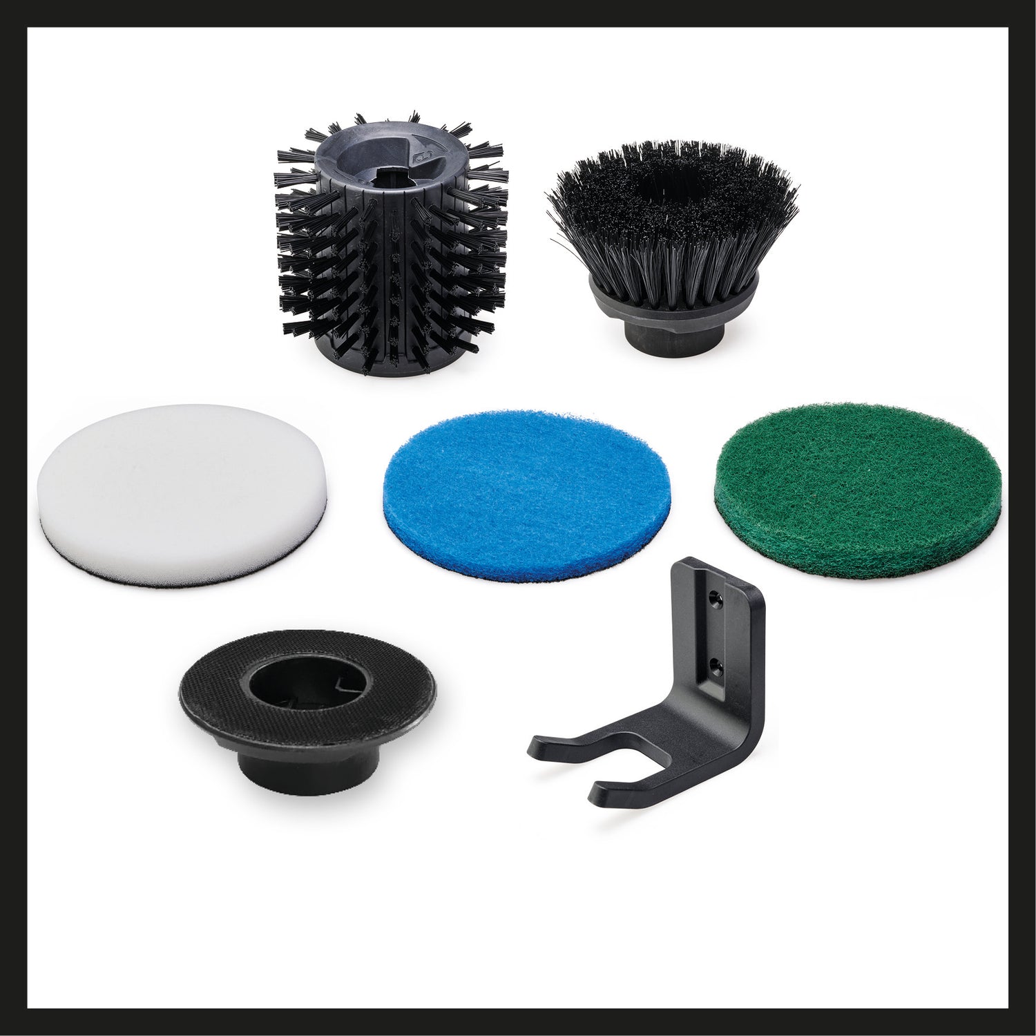 Akkus felülettisztító kefe PICOBELLA 18/90 Power X-Change (18 V, akkus tisztítókefe, fröccsenésvédő, 2x kefével, 3x tisztítókendővel, fali tartóval, akkumulátor nélkül)