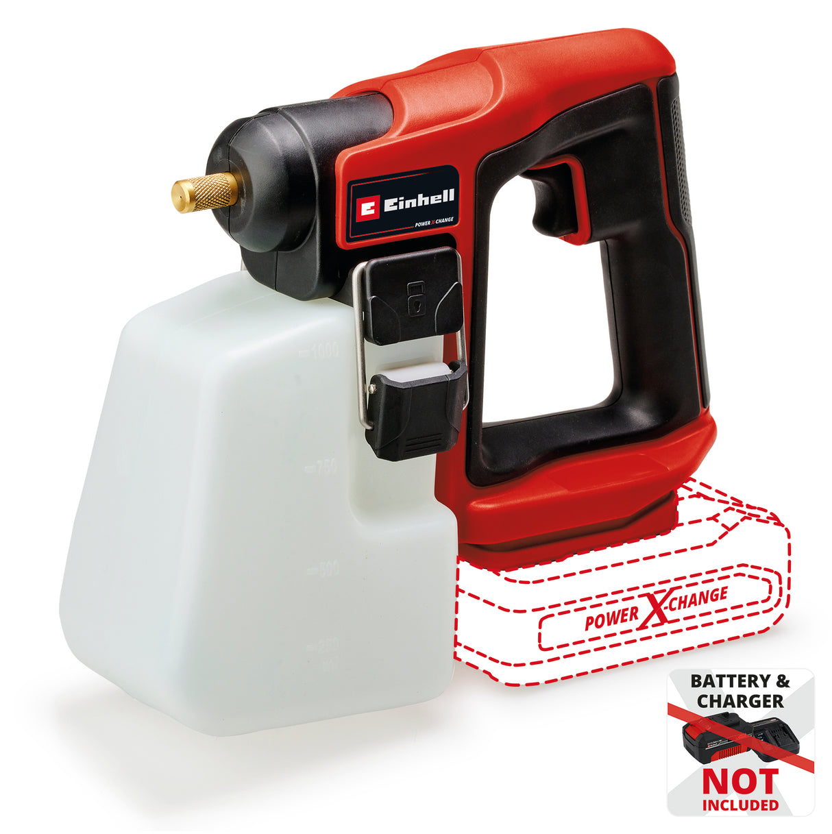 Pulverizator electric pe acumulator Einhell GE-WS 18/10 Li-Solo Power X-Change (18 V, pompa automata, rezervor de 1 litru cu scala, duza reglabila din alama, fara acumulator