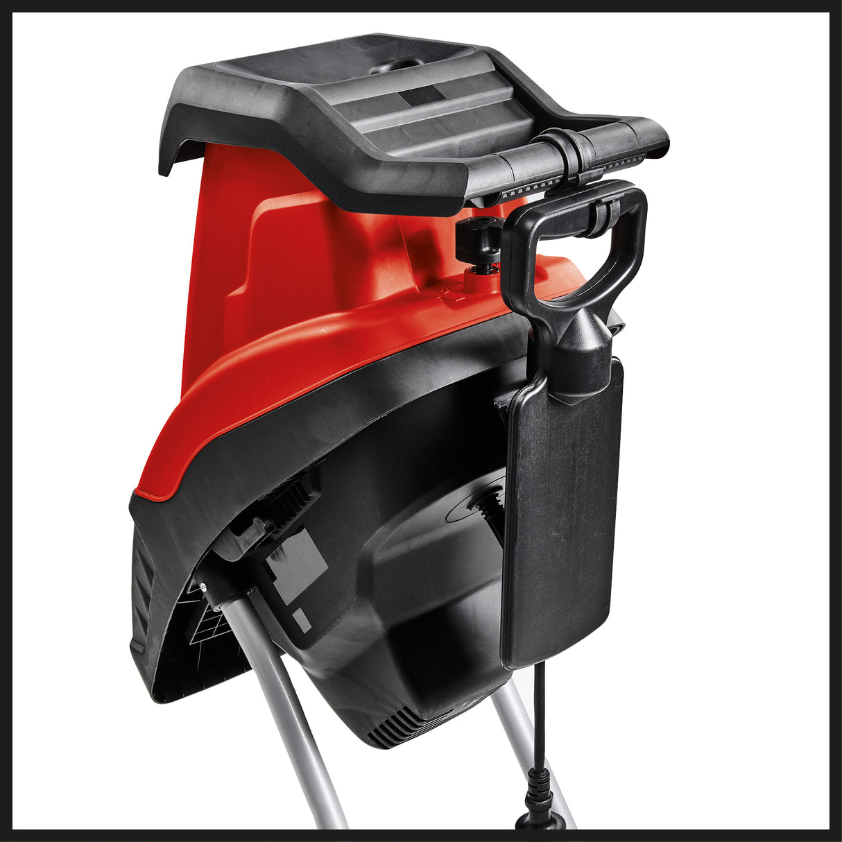 Tocator electric de crengi Einhell GC-KS 2540, 2 lame reversibile din otel special, deschidere mare a palniei, intrerupator de circuit al motorului, sac pentru resturi de la tocator, maner de transport, dispozitiv de scoatere a lemnului