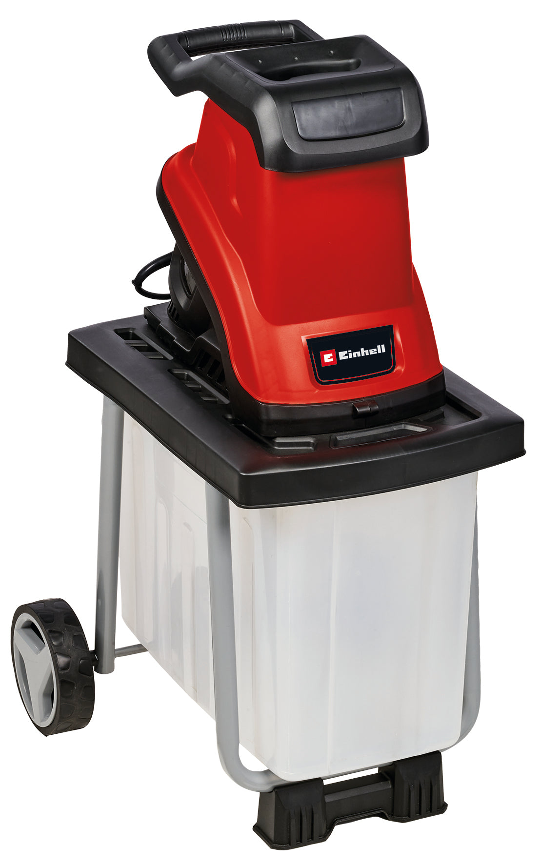 Tocator electric de crengi si resturi vegetale cu lame Einhell GC-KS 2540 CB, 2.500 W, grosime maxima a crengilor de 40 mm, 2 lame reversibile din otel, cutie de colectare de 55 L, maner de transport, compactor