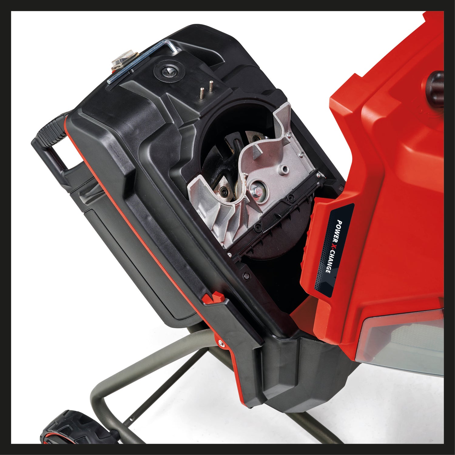 Einhell REDAXXO 36/25 Power X-Change 36 V-os akkus pengés ágaprító, maximális ágvastagság 25 mm, 3 megfordítható acélkés, 55 literes gyűjtőzsák, hordozófogantyú, toló